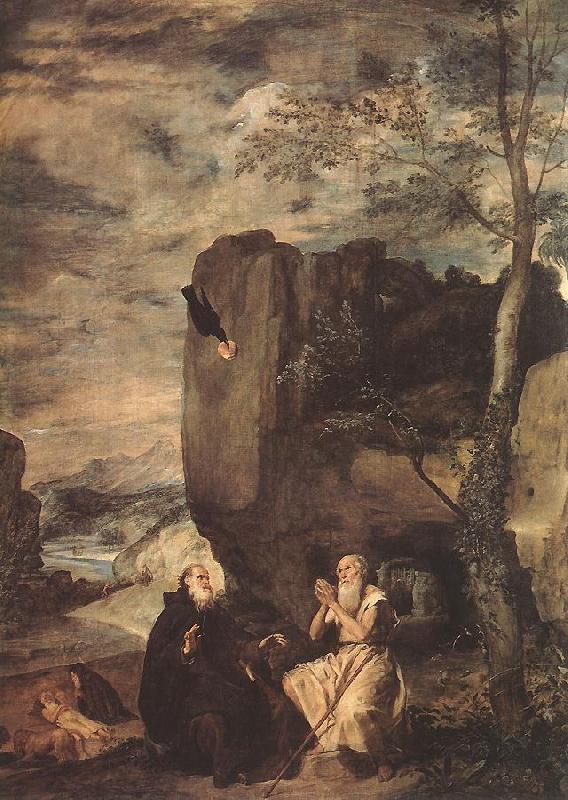 VELAZQUEZ, Diego Rodriguez de Silva y Sts Paul the Hermit and Anthony Abbot ar France oil painting art